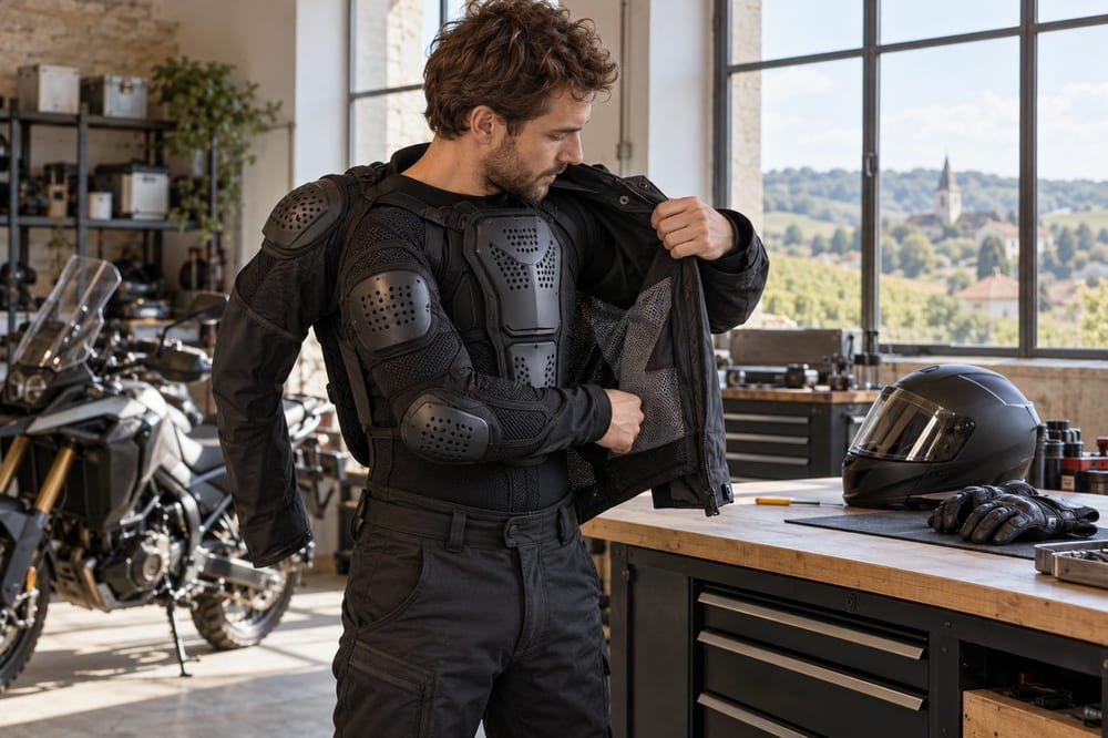 Protection moto sous veste : choisir sans confondre choc et abrasion